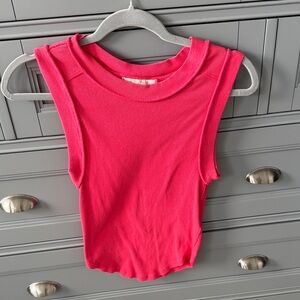 We The Free Ribbed Hot Pink Tank Top